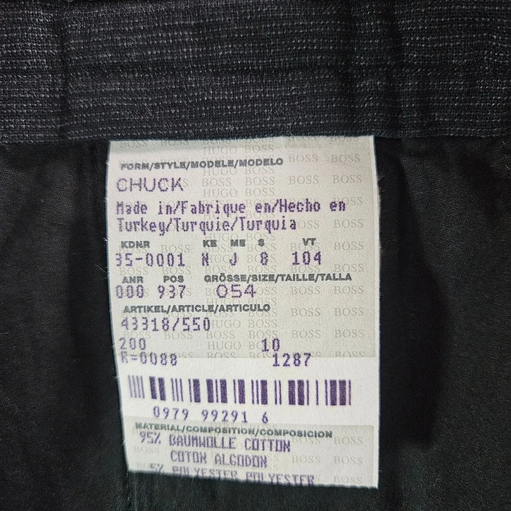 Hugo Boss Chuck Mens Charcoal Grey Textured Cotton Blend Dress Pants 54 36x30